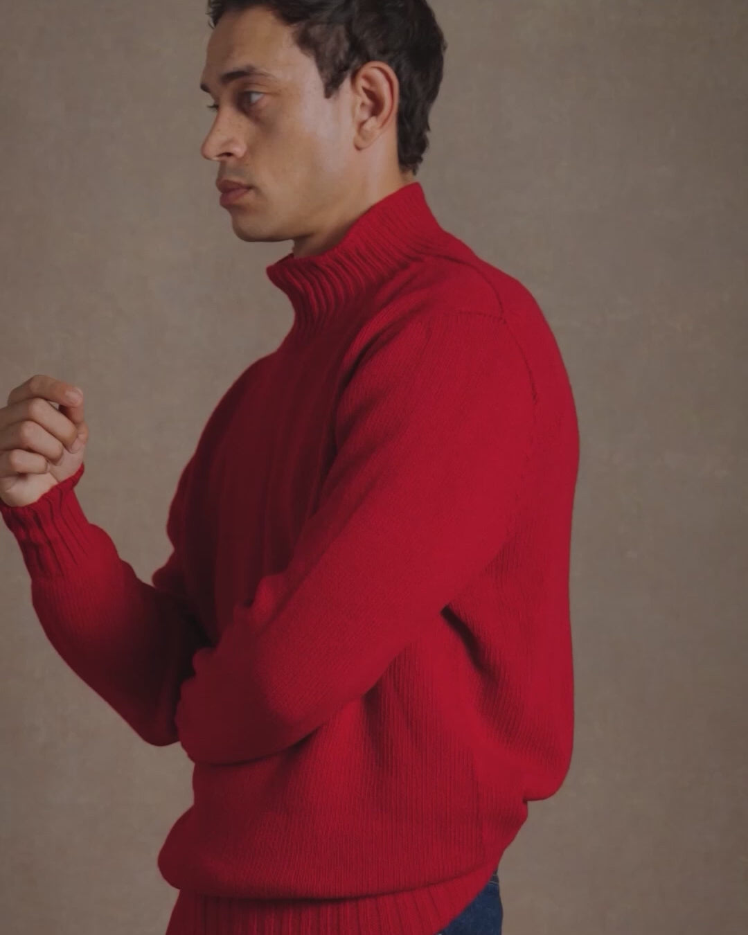 Mock Neck Cardinal Red
