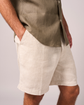 Linen Single Pleated Shorts Oatmeal