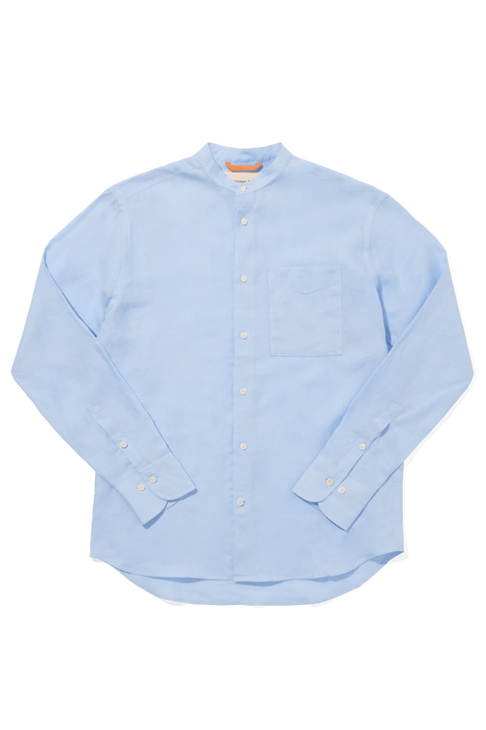 Linen Holiday Grandpa Shirt Sky
