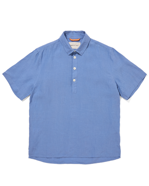 Linen Short Sleeve Smock Holiday Blue