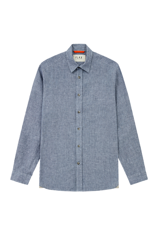 Midweight Linen Signature Navy Crosshatch